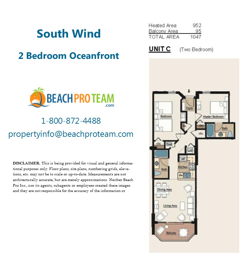 South Wind Floor Plan C - 2 Bedroom Oceanfront